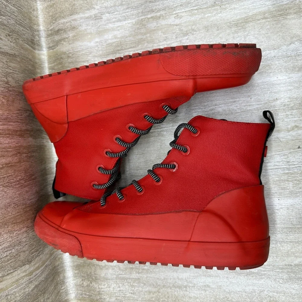 Hunter for Target Canvas Dipped RED Ankle Rain Boots Men‎ 7.5 Women 9.5 NICE